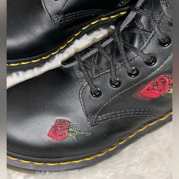 NEW DR MARTENS 1914 VONDA LEATHER Floral Mid-calf lace up AND ZIPPERED Boots! - Picture 8 of 16
